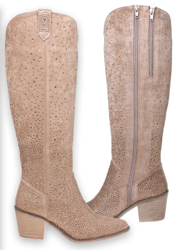 Taupe_NASH BASH Tall Western Rhinestone Boot