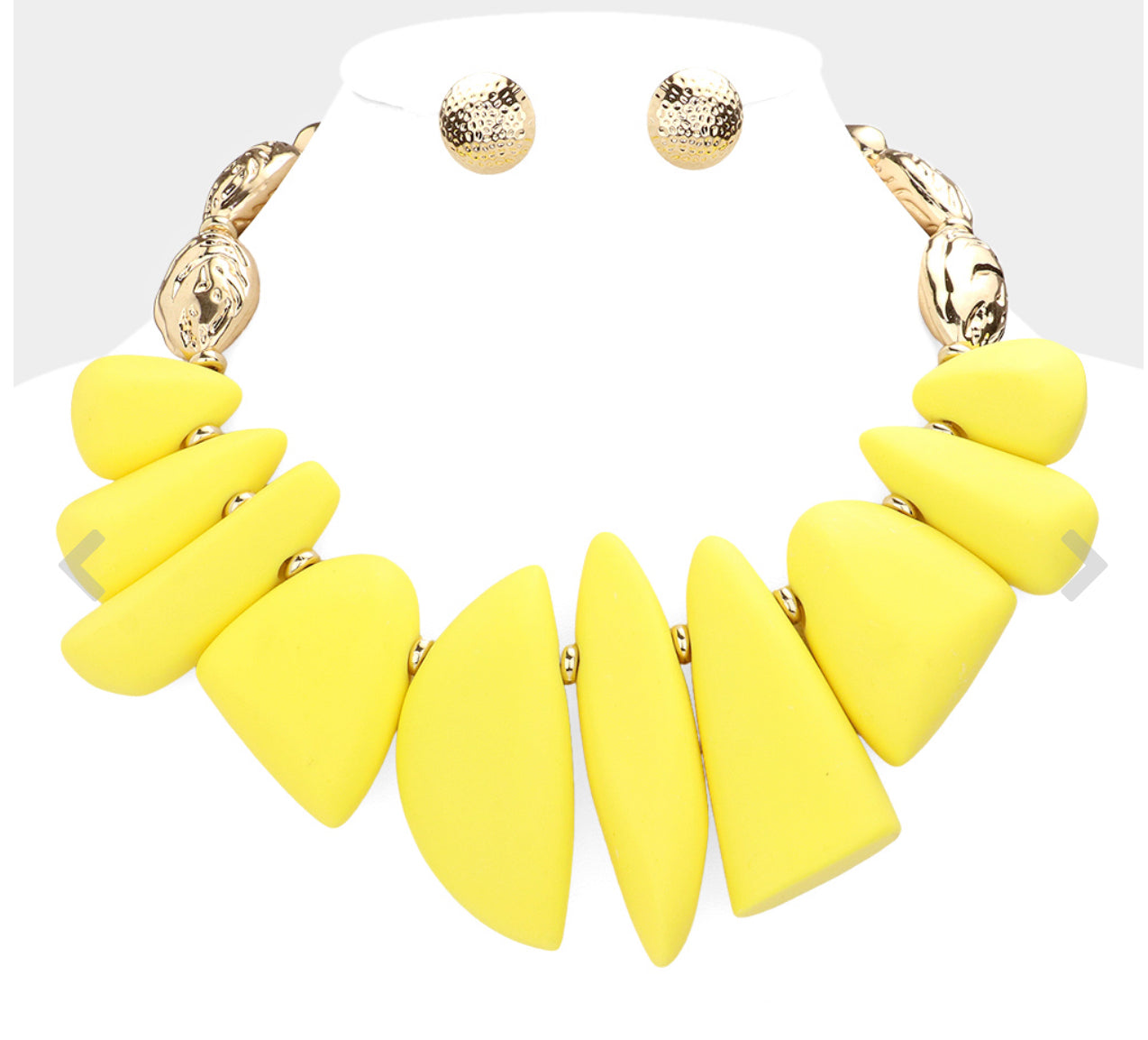 Yellow Abstract Beaded Collar Necklace