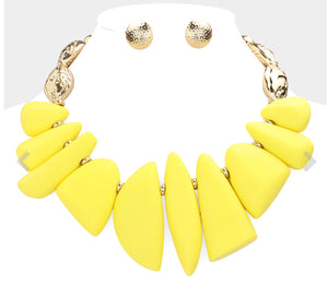 Yellow Abstract Beaded Collar Necklace