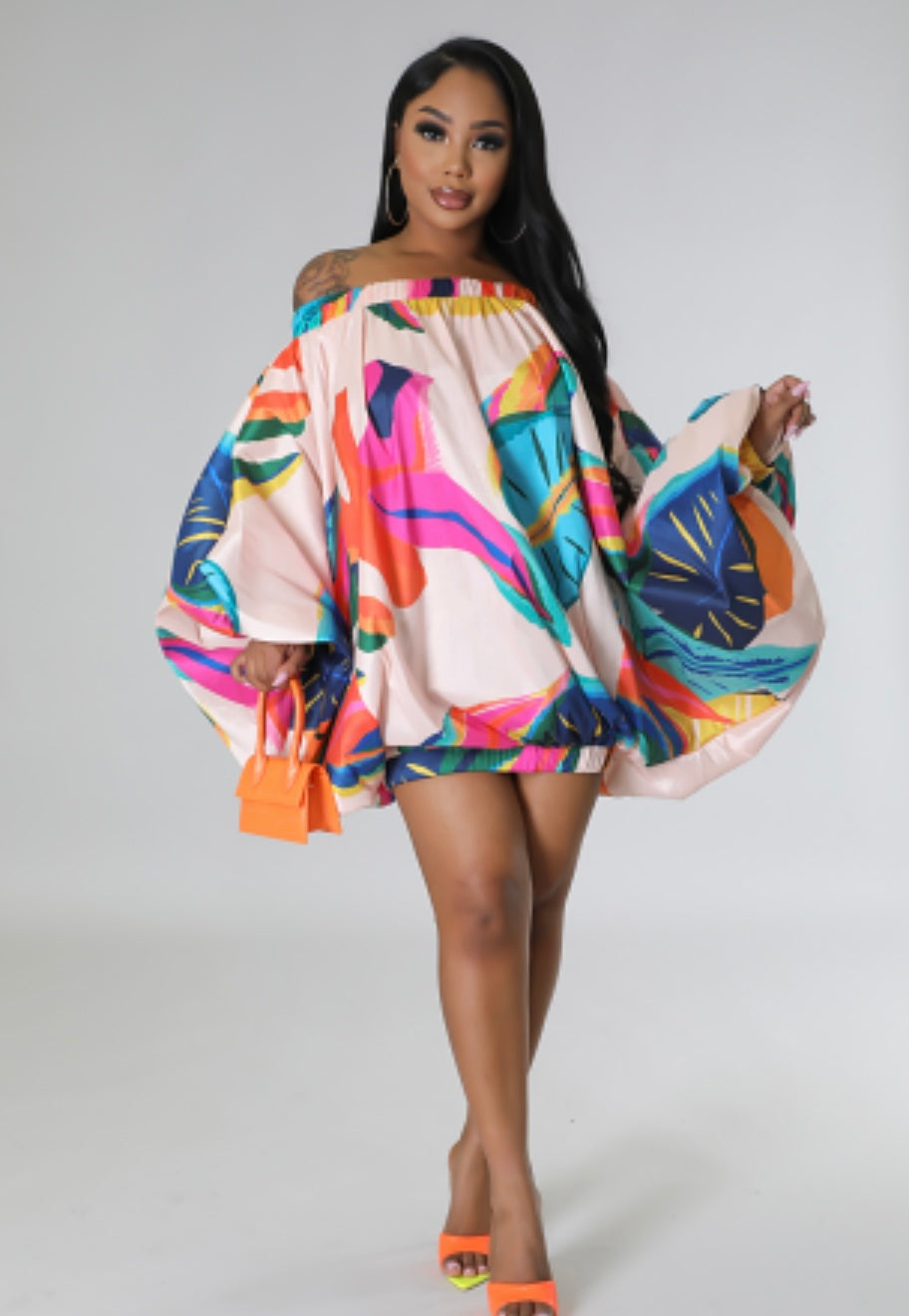 Tropical Life Off Shoulder Dress