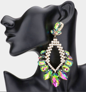 Multi Color Stone Cluster Statement  Earring