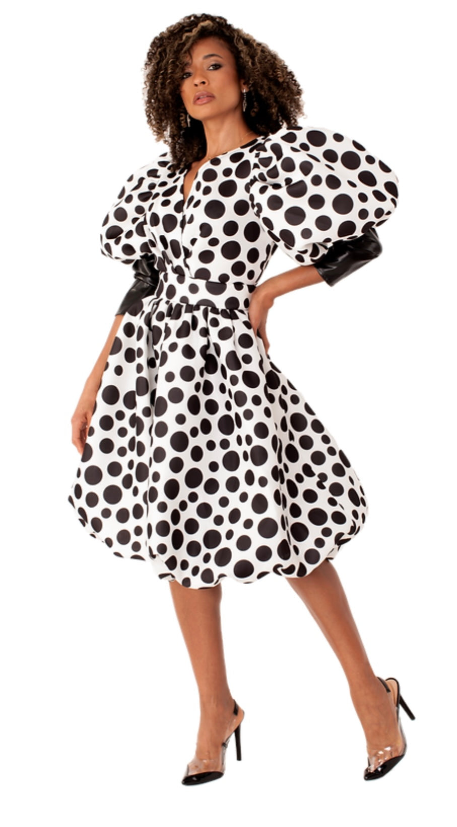 Polka Dot Puff Sleeve Dress