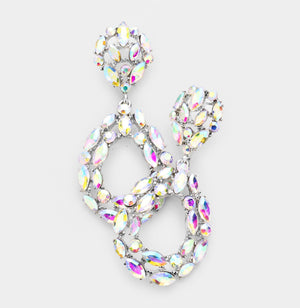 Round Cluster Open Teardrop  Earrings