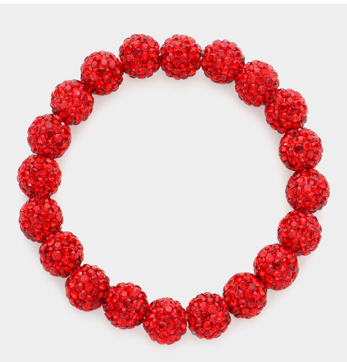 Red Shamballa Ball Stretch Bracelet