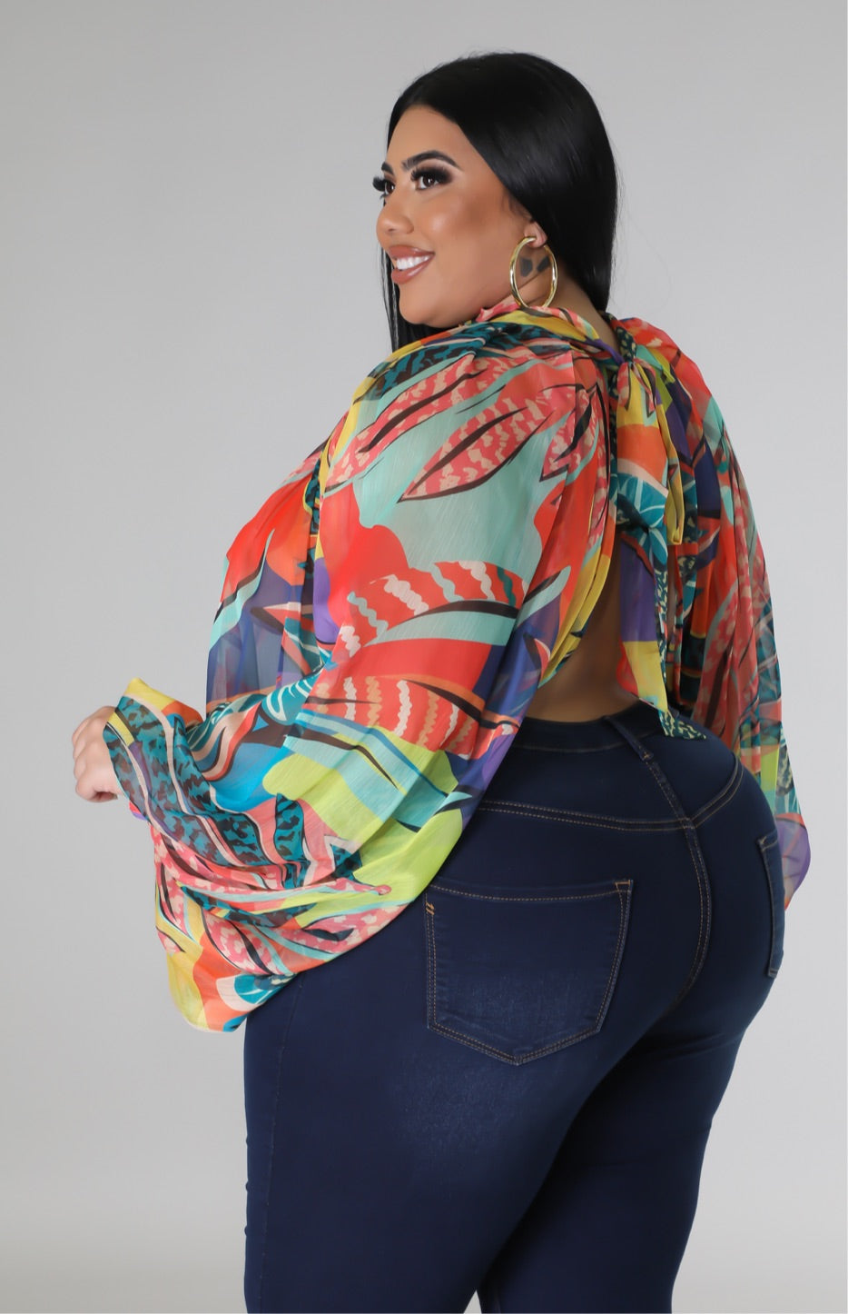 Twisting Heads Blouse (Multi Print)