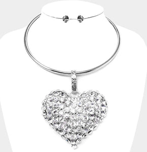 Heart Bubble Stone Pendant Necklace