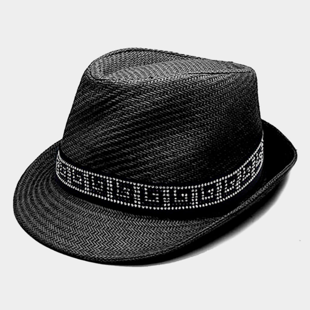 Greek Pattern Band Straw Fedora