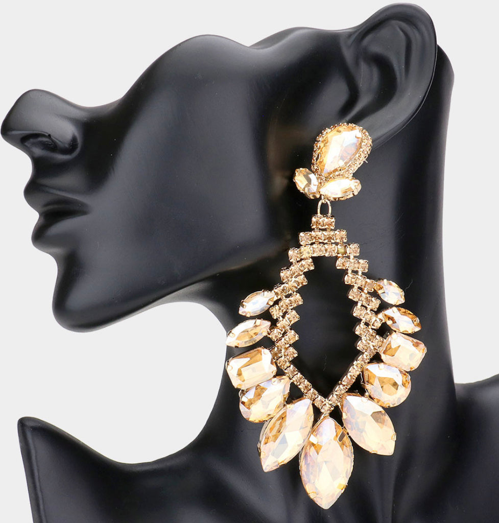 Multi Stone Cluster Statement Earrings