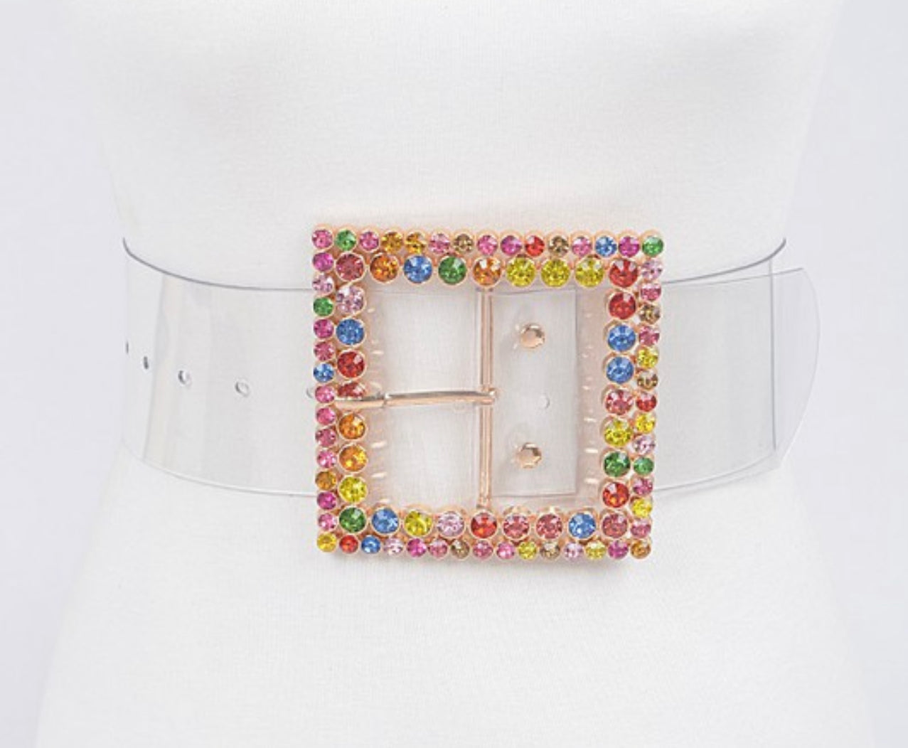 Multi Color Rhinestone  Clear Belt