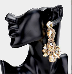 Topaz Crystal Rhinestone Pave Drop  Earrings