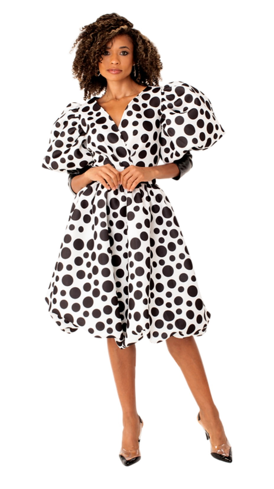 Polka Dot Puff Sleeve Dress