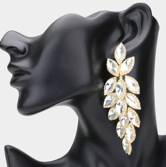 Marquise Stone Cluster Vine Dangle Earrings