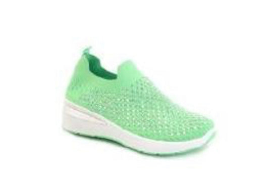 Lime Green Slip On Bling Sneaker 6.5