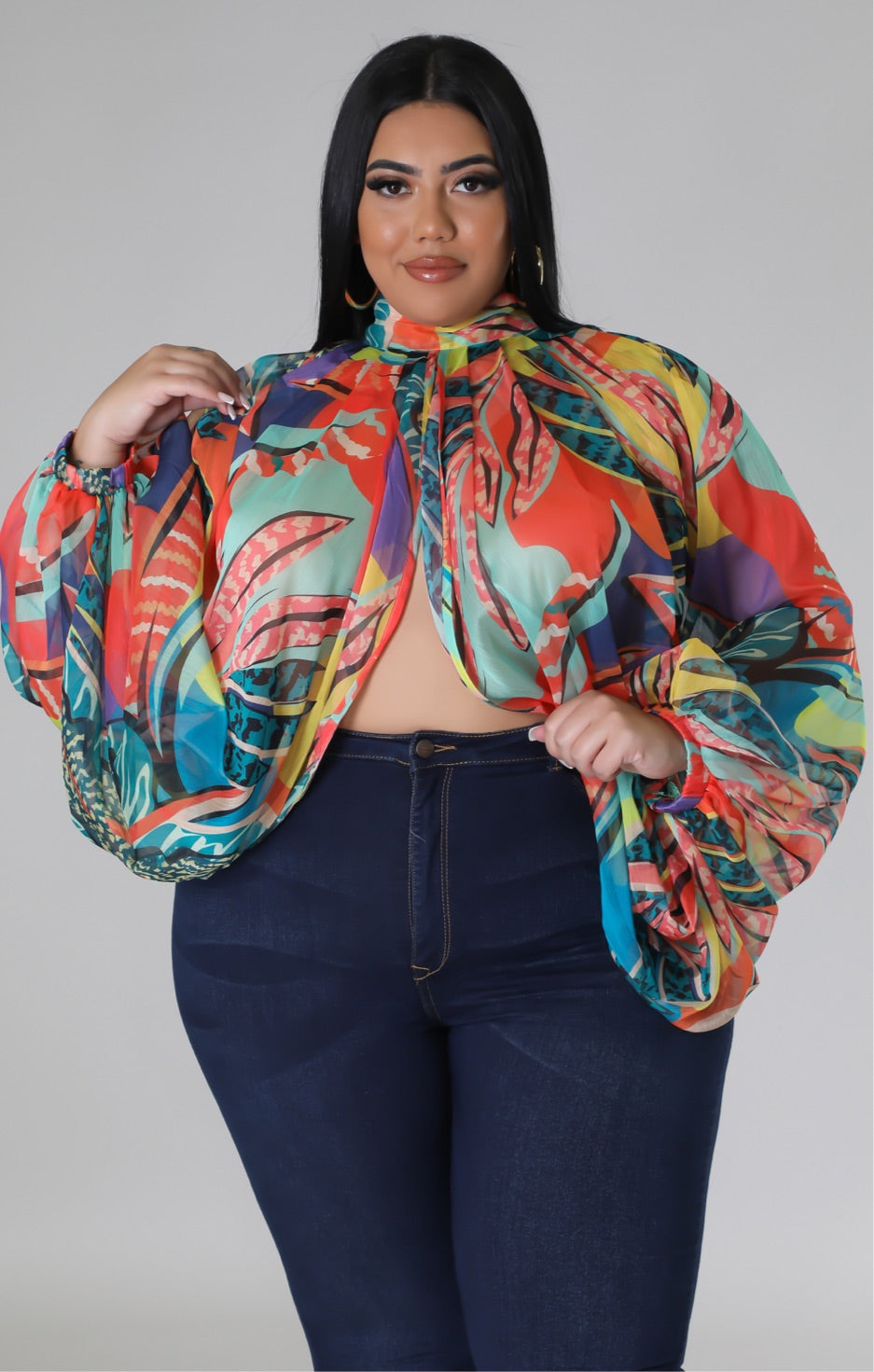 Twisting Heads Blouse (Multi Print)