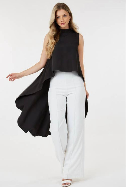 Zara High-Low Asymmetrical Top_Black