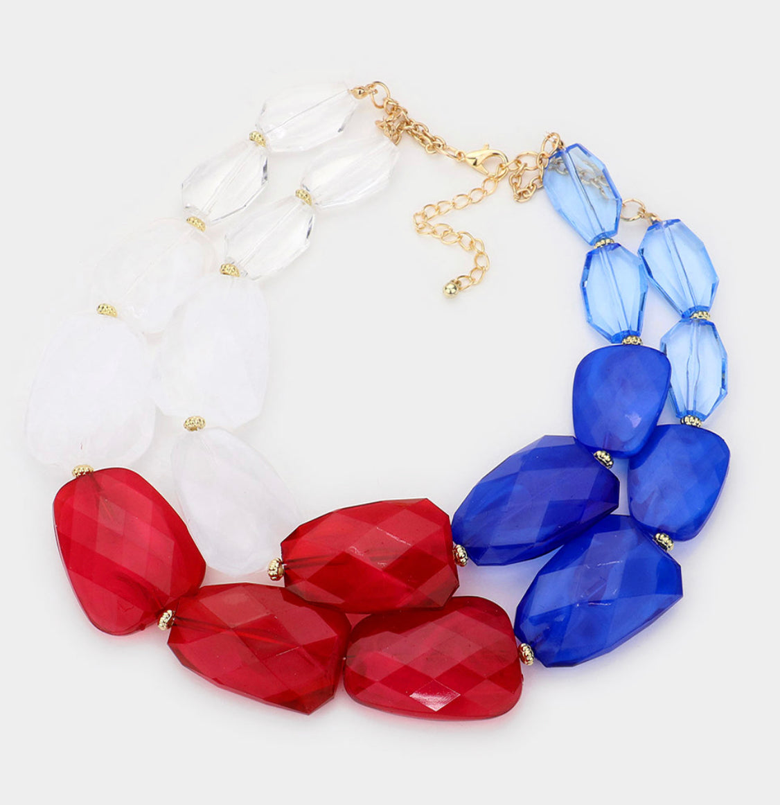 Red&Blue_Tiered Resin Pebble Necklace