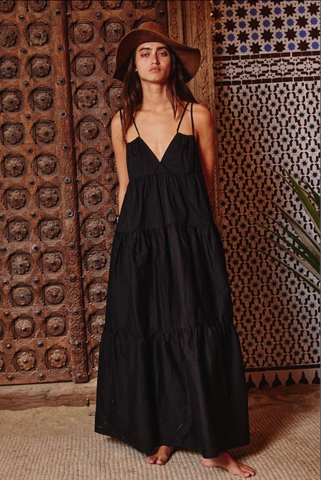 Sierra Strappy Tiered Poplin Maxi Dress