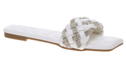 White Dreamy Flat Bling Sandal