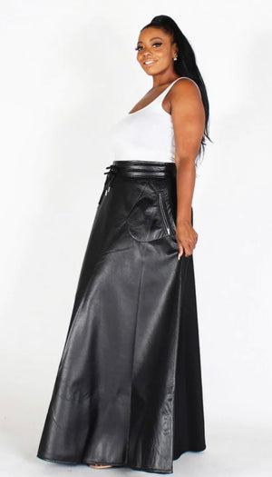 Split Personality Vegan Leather Maxi Skirt