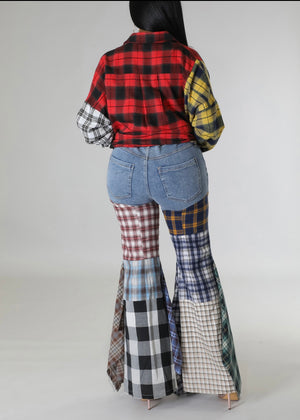 Cari Plaid Jeans (Go up in size)