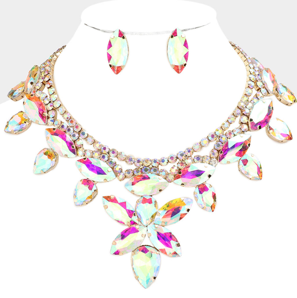 Marquise Teardrop Stone Accented Necklace