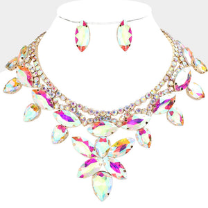 Marquise Teardrop Stone Accented Necklace