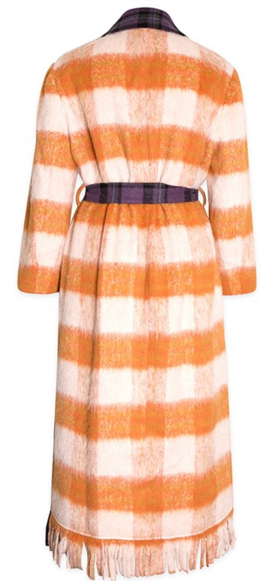 Unmatched Plaid Wool Trench Coat