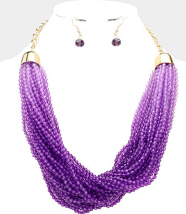 Purple Faceted Beaded Multi Layered Necklace