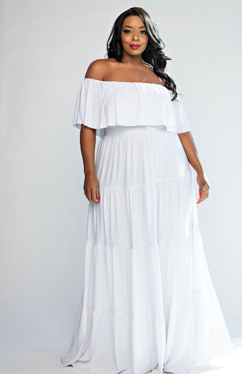 Off Shoulder Tiered Maxi Dress