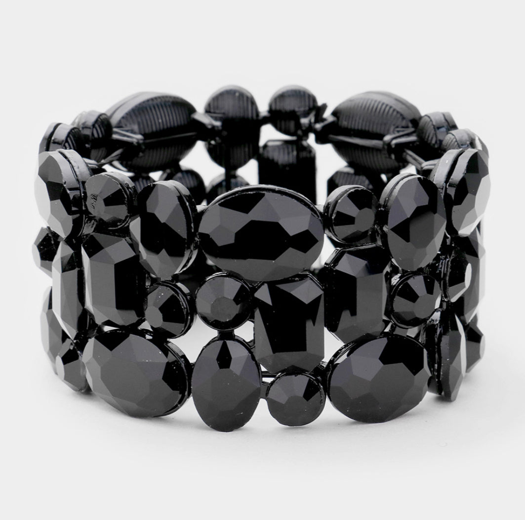 Black Glass Crystal Bracelet