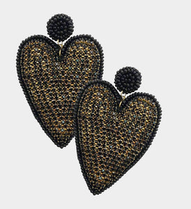 Black Heart Dangle Earrings