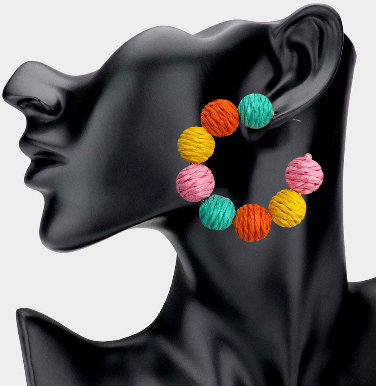 Multi Color Swirl Ball Cluster Half Hoop Earrings